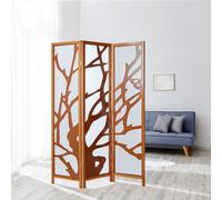 Homestyle4u 3 pan Pliant écran Salle diviseur partition Bois Mur Espagnol confidentialité Brun