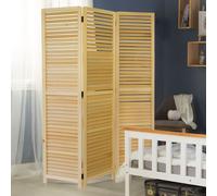 Paravent Séparateur Interieur Diviseur 3 Pan Cloison en Bois Naturel Homestyle4u