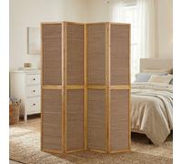 Paravent Séparateur Interieur Diviseur 4 Pan Cloison en Bois Bambou Homestyle4u
