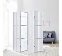 Paravent Séparateur Interieur Diviseur 4 Pan Cloison en Bois Blanc Homestyle4u