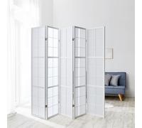 Paravent Séparateur Interieur Diviseur 5 Pan Cloison en Bois Blanc Homestyle4u
