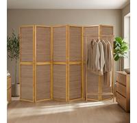 Paravent Séparateur Interieur Diviseur 6 Pan Cloison Bambou Brun Homestyle4u