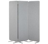 Paravent Séparateur Isolation Acoustique Pliable à 3 Panneaux 184 x 184 cm en Polyester et Acier Gris Clair Standi