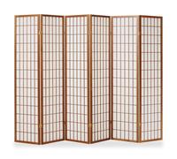 Paravent shoji 6 pans en bois marron