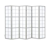 Paravent shoji gris 6 panneaux en bois ? séparateur de pièce pliable