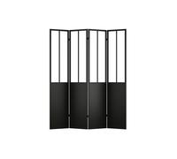 Paravent style atelier industriel en métal 4 pans - L. 160 x H. 178 cm - Noir - KALEVI
