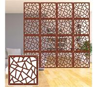 Paravent Suspendu, Panneaux de séparation en Bois, cloison Suspendue, Motif ajouré carré de 29 cm, décoration intérieure à Faire soi-même, Lot de 5 paravents Marron pour Salon