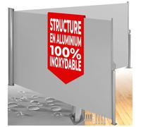 Paravent - TECTAKE - Brise vue rétractable de balcon jardin et terrasse occultant double en PVC et aluminium 6 m x 18 m - Gris