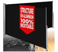 Paravent - TECTAKE - Brise vue rétractable de balcon jardin et terrasse occultant double en PVC et aluminium 6 m x 2 m - Noir