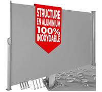 Paravent - TECTAKE - Brise vue rétractable de balcon jardin et terrasse occultant en PVC et aluminium 3 m x 18 m - Gris