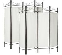 PARAVENT - TECTAKE - Lot de 2 Paravents Cloison amovible 4 Panneaux Pliables Toile Polyester 180 x 160 x 25 cm - Blanc