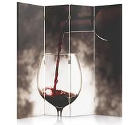 Paravent Toile déco Verre Vin Image 1 Face 4 pans Rouge 145x150 cm