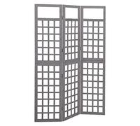 Paravent/treillis de séparation pour balcon 3 pièces, en bois massif, gris, 121 x 180 cm