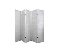 Paravent turbo bois blanc de 5 pans, 220 x 175 x 2 cm -PEGANE-