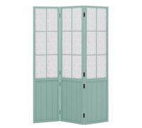 Homestyle4u Paravent en bois 3 panneaux Turquoise pliable Séparateur de pièce