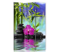 Paravent Zen Cloison de séparation 2 Faces 3 pans Multicolore 110x180 cm