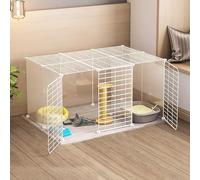 Parc à Chat for Chat - Cages for Chat, enclos d'intérieur for Chat, en métal Amovible, Niche for Petits Chiens, clôture de Cour Portable - for Petits Animaux, Chiots, Chatons(Size:111X75X47CM(2))