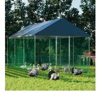 Parc à Poules Grande Taille Cadre en Fer 6 m 2 Enclos Poulailler Chenil Extérieur 3x2 M