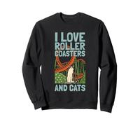 Parc à thème I Love Roller Coasters and Cats Cat Lover Sweatshirt