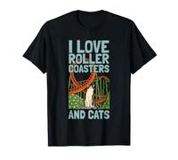 Parc à thème I Love Roller Coasters and Cats Cat Lover T-Shirt Graphique avec Valeur