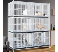 Parc à trois couches en métal pour chats, intérieur et extérieur avec cloison, idéal pour l'élevage et l'utilisation à la maison
