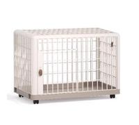 Parc Animaux Cage A Chien Niche for Chien Interieur Deux Portes avec roulettes Pivotantes Et Protège-Couche Cadre en Résine Enclos Chienn Aux Petits Chiens(97.6 * 67.2 * 74.3cm)
