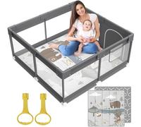Parc avec tapis, parc beige pour bébé avec tapis, 119,4 x 119,4 cm, parc avec tapis pour bébés et tout-petits, petit parc pour bébé avec tapis (47 * 47 playpen with mat-dark gray)