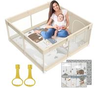 Parc avec tapis, parc beige pour bébé avec tapis, 119,4 x 119,4 cm, parc avec tapis pour bébés et tout-petits, petit parc pour bébé avec tapis (47 * 47 playpen with mat-beige old)