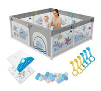 Parc Bébé 120x120 cm + Tapis de Jeu + 60 Balles + Poignées + Sac de Transport - Enclos pour Bébé avec Maille Respirante - Aire de Jeux pour Enfants - Parc de Jeu pour Nourrisson