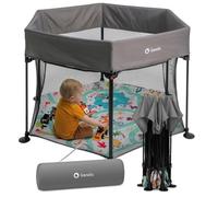 Parc bébé 136 x 136cm LIONELO Roel - Grand espace de jeu - Pliage et dépliage rapides - Gris