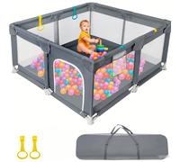 Parc bébé 150 x 180 cm et 65 cm de hauteur. Il est amovible et lavable et est livré avec un sac de transport pour un transport facile et rapide [Parc pliable pour bébé]ce parc favorise l'autonomie et