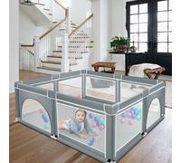 Parc bébé 180x150x66cm centre d'activité avec filet respirant base antidérapante aire de jeux sécurité gris foncé