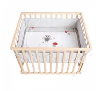 ROBA Parc Bébé 75 x 100 cm + Tapis de Parc ""Adam & Eule"" - Bois Massif Naturel