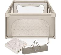 Parc bébé avec tapis puzzle LIONELO Willow -187 x 127 cm - Bonne isolation du sol - Tapis double face - Beige