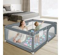 Parc bébé Barrière de sécurité 160x120x66cm avec sac de rangement Filet respirant Base antidérapante Gris foncé