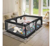 Parc bébé Barrière de sécurité 160x120x66cm avec sac de rangement Filet respirant Base antidérapante Noir