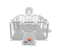 Parc Bébé -Bébé Barrière de Sécurité Portail Parc Lit pour enfant à l'intérieur et extérieur - Football, basket-ball, pompe, anneaux de main, ventouses-180 * 120 * 66cm-gris clair