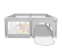 Parc Bébé, Centre d'activités pour Enfants, Modulable, Grand Parc De Jeux avec 50pcs Boules Plastiques, pour la Maison (120x120x66cm, Gris Clair)