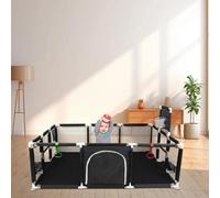 Parc Bébé en Tissu Oxford,Parc De Jeux Bébé,Clôture Bebe,Petit Parc Enfant Pour l'appartement Avec Porte Zippée,Basketball Rack,50 Balles,4 Anneaux -180 * 120 * 66cm (Noir)
