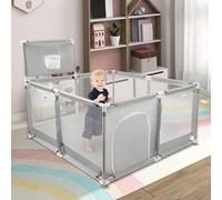 Parc Bébé Grand Intérieur Extérieur avec Base Antidérapante Parc Bébé en Tissu Oxford Enclos de Jeux 50 Balles 4 Ventouses,126 x 126 x 66 cm Gris clair