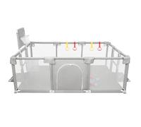 Parc Bébé,grand parc pour enfant en bas âge, d'Activité pour Enfants avec Balle, modulable, pliable, Avec Porte Zippée,Basketball Rack,Avec 4 Ventouses, 180 * 120 * 66cm-Gris clair