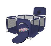 Parc Bébé,grand parc pour enfant en bas âge, d'Activité pour Enfants avec Balle, modulable, pliable, Avec Porte Zippée,Basketball Rack,Avec 4 Ventouses, 126 * 126 * 66cm-Bleu marine