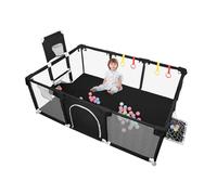 Parc Bébé,grand parc pour enfant en bas âge, d'Activité pour Enfants avec Balle, modulable, pliable, Avec Porte Zippée,Basketball Rack,Avec 4 Ventouses, 180 * 120 * 66cm-Noir