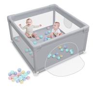 Parc Bébé Gris pour enfants avec 20 boule - Parc De Jeux Lavable Pliable - 90 x 90 x 62 cm - Adapté À L'intérieur Et À L'extérieur