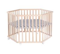 roba Parc bébé hexagonal Style bois gris argenté - Gr. 120 cm
