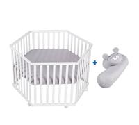ROBA Parc Bébé hexagonal roba Style + tapis de parc + tour de lit gris blanc TU
