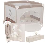 Lionelo – Parc bébé Bonnie – 100×100 cm, jusqu'à 15 kg, accès latéral zippé, sac de transport, beige