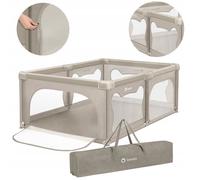Parc Bébé LIONELO Willow - 127 x 187 cm - Côtés en maille - Grand terrain de jeu de sécurité - Grille de protection - Beige