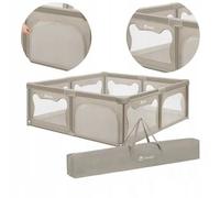 Parc Bébé Lionelo Willow Xl - 207x187 Cm - Côtés En Maille - Grand Terrain De Jeu De Sécurité - Grille De Protection - Beige Multicolore