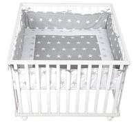 Parc Bébé Little Stars - ROBA - Bois Blanc - Tour de Parc de Protection - 4 Roues